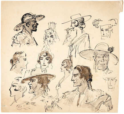 Бехтеев Владимир Георгиевич. Лот из двух листов с набросками: